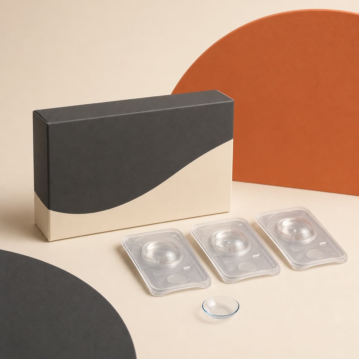 Toric contact lens box with sealed blister packs